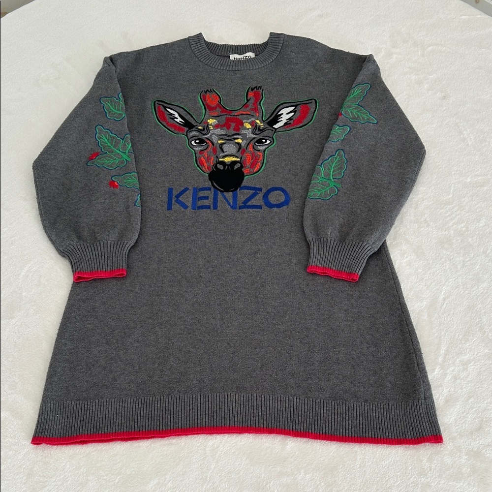 Kenzo Kids Knitted Giraffe Jungle Junior Girl Collection Sweater Dress. Sz 10 - Picture 3 of 13